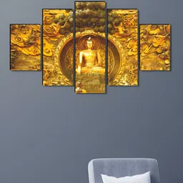 Myntra Elegant Homes Gold-Toned 5 Piece Wood Other Wall Paintings-image-7