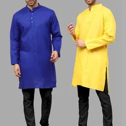 VS MALL Men Cotton Blend Kurta Sets-image-77