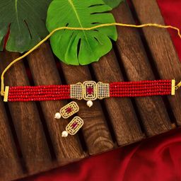 Tanusha Jewels Brass Gold-Plated Jewellery Set-image-23