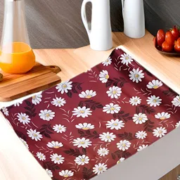 Aura Red & White Floral Printed Water Resistant Shelf Liner Organiser-15
