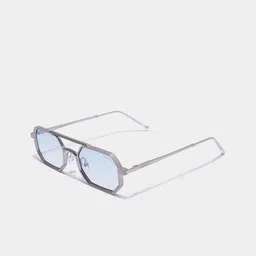 SUNGLASSIC Unisex Commando V1 Rectangle Silver Blue Gradient Sunglasses-2