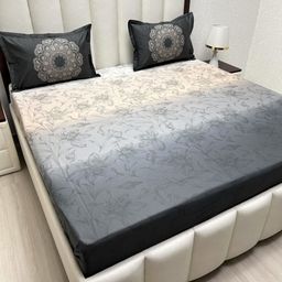 Pure Decor Royal Majestic Grey Printed Pure Cotton 240 TC King Bedsheet Set 2.74m x 2.74m-image-40