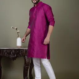 PulseIQ Men Jacquard Straight Kurtas-image-93