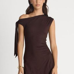 LULU & SKY Women Brown One-Shoulder Sheath Mini Dress-image-24