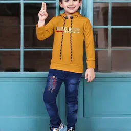 Bold Born Boys Printed Hooded Sweatshirt With Jeans-image-86