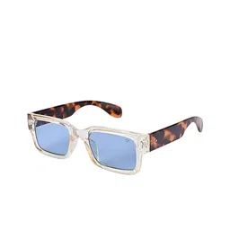 EYENAKS Unisex Blue Lens & Brown Square Sunglasses-2