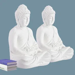 Kuber Industries White 2 Pieces Lord Buddha Idol Showpiece-image-48