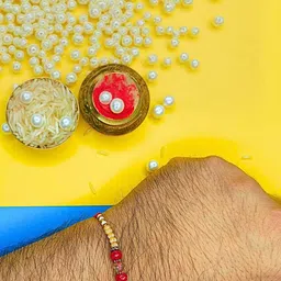 Anouk Set Of 3 Beaded Cotton Thread with AD Stones Rakhi image 4