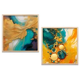 Kotart Brown & Blue 2 Pieces Printed Wooden Wall Arts-picture-31