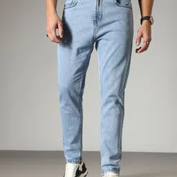 Banana Club Men Mid Light Blue Straight Fit Denim Jeans-image-8