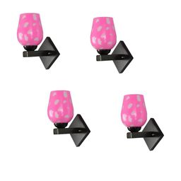 SOMIL Set of 4 Pink & White Printed Glass Wall Lamp-picture-49