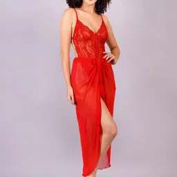 Broiden Self Design Net Baby Doll with Asymmetric image 3