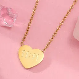 Palli Creation Stainless Steel Gold-Plated Heart Shaped Anti Tarnish Pendent With Chain-image-19
