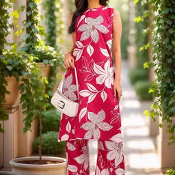 Banwaree Floral Printed Pure Cotton Kurta With Palazzos-29