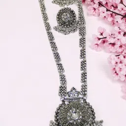Jolly Faces Oxidised Necklace and Earrings-image-82