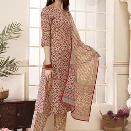 anouk rustic Anouk Women Floral Printed Regular Kurta with Trousers & With Dupatta image 3