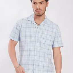 DIVISIVE Men Comfort Slim Fit Tartan Checked Spread Collar Cotton Casual Shirt-picture-13