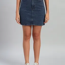 The Roadster Lifestyle Co.Women Cotton Denim Mini Skirt-25