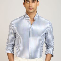 PB & J Striped Spread Collar Cotton Shirt-image-14