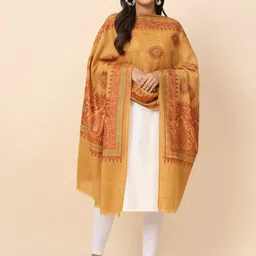 Pashmoda Paisley Embroidered Pure Wool Shawl-image-62