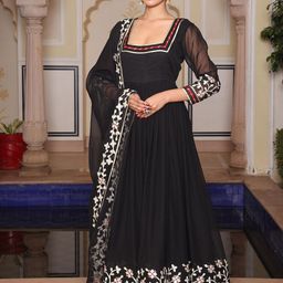 KALINI Embroidered Semi-Stitched Dress Material-image-57