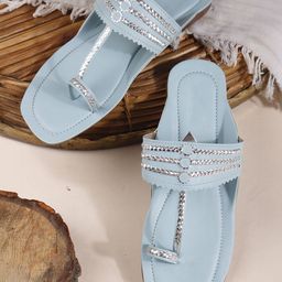 TRYME Women One Toe Kolhapuri Ethnic Flats-image-35
