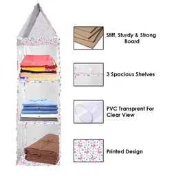 prettykrafts Pink & White Printed Reusable 3 Blocks Multi-Utility Organisers image 2