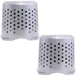Kuber Industries Grey & Black 2 Pieces Printed Round Stools-image-69