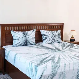 iTokri Grey & White King Bedsheet with 2 Pillow Covers-image-90