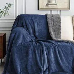 VAS COLLECTIONS Blue & Grey Heavy Winter 300 GSM Single Bed Blanket-image-99