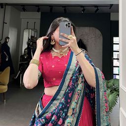 Aika Printed Foil Print Ready to Wear Lehenga & Unstitched Blouse With Dupatta image 5