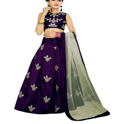 Tejam Girls Embroidered Tie and Dye Semi-Stitched Lehenga & Unstitched Blouse With Dupatta-image-60