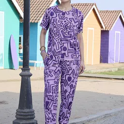 Zeyo Printed Pure Cotton T-Shirt & Trouser Co-Ords-picture-31