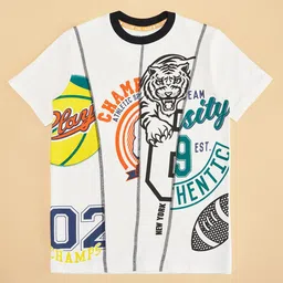 Pantaloons Junior Boys Graphic Printed Round Neck Cotton T-shirt-image-17