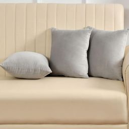 Yellow Weaves Grey Set of 3 Velvet Square Cushion Covers-17