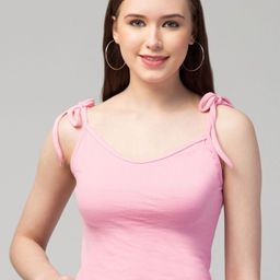 TRENDY ERA Women Solid Tie-Ups Fitted Crop Top And Bottom Set-image-74