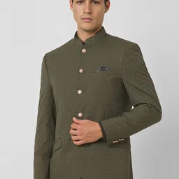 Van Heusen Woven Design Slim Fit Mandarin Collar Bandhgala Blazer-image-55