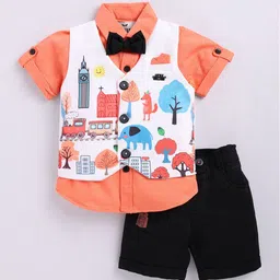 LITTLE COLLARS Boys Short Sleeves Shirt With Shorts & Waistcoat-image-37