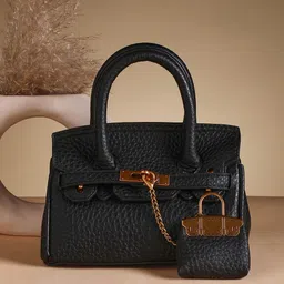 HAUTE SAUCE by Campus Sutra Leather Bowling Sling Bag with Cut Work-image-77