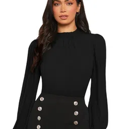 FNOCKS Women Ruffles High Neck Cotton Fitted Regular Top-picture-45