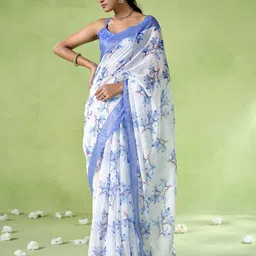 Kalista Floral Printed Cotton Saree-image-82