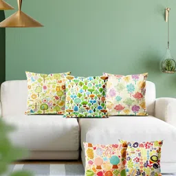 ArtzFolio Multicoloured Set of 5 Velvet Square Cushion Covers-image-45