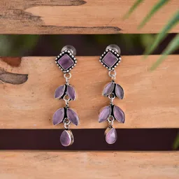Anvik American Diamond Leaf Shaped Drop Earrings-20