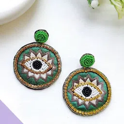 Crunchy Fashion Artificial Stones Studded And Beaded Circular Shaped Drop Earrings-14
