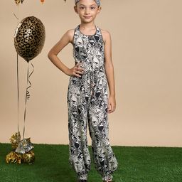 LIL DRAMA Girls Printed Halter Neck Sleeveless Basic Jumpsuit-picture-1