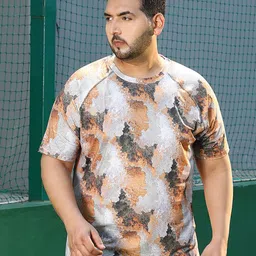 Instafab Plus Abstract Printed Round Neck Short Sleeves Regular Fit Sports T-Shirt-image-31