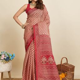 SHANVIKA Ethnic Motifs Printed Pure Cotton Saree-picture-31
