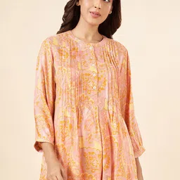 AKKRITI BY PANTALOONS Mandarin Collar Printed Ethnic Tunic-picture-23