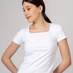 Redamancii Women Vertical Striped Square Neck Polycotton Top-image-98