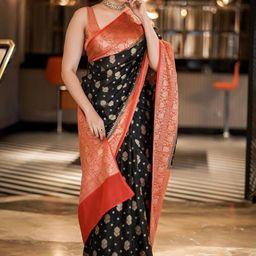 CaniBani Black Silk Blend Banarasi Sarees-picture-22